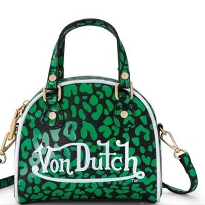 Von Dutch NWT Green Cheetah Bowling Bag w/detachable strap